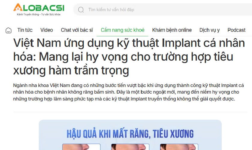 Implant cá nhân hóa: Hy vọng cho trường hợp tiêu xương hàm trầm trọng