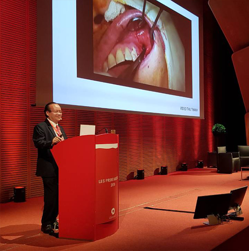 Ts.Bs Võ Văn Nhân là bác sĩ Việt Nam duy nhất được tham gia báo cáo tại “Hội nghị Quốc tế Implant Nha khoa Les Printanières” tại Pháp.    
